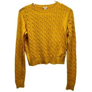 Garage Cable Knit Sweater Women's Small Autumn Gold Cropped Pullover Crewneck